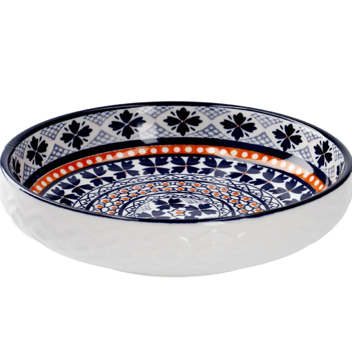 Schale China, Flach, Blau/orange, 15 Cm