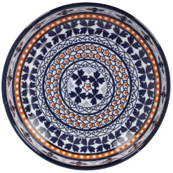Schale China, Flach, Blau/orange, 15 Cm