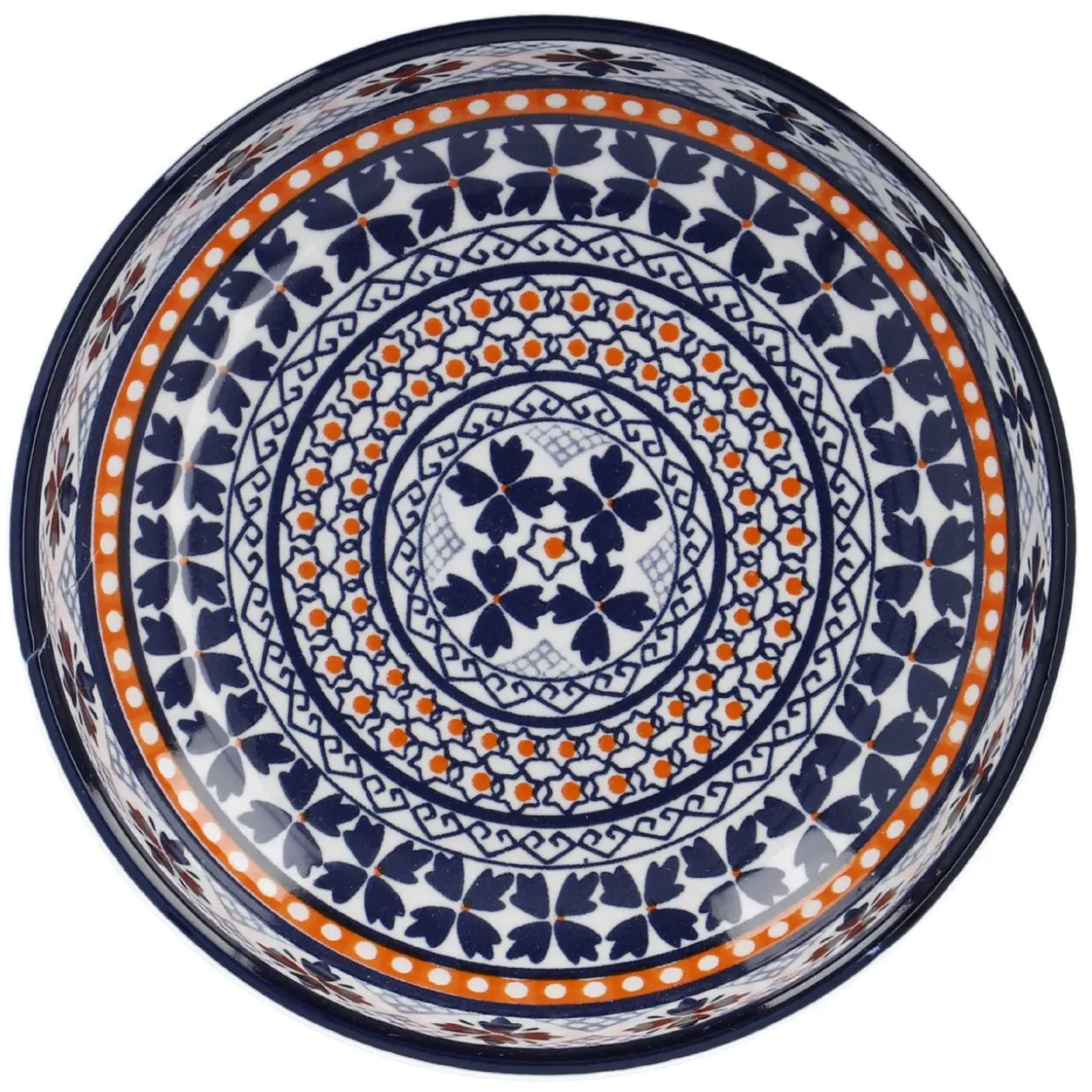 Schale China, Flach, Blau/orange, 15 Cm