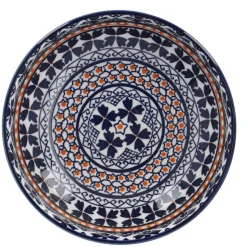 Schale China, Flach, Blau/orange, 12 Cm