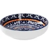 Schale China, Flach, Blau/orange, 9 Cm