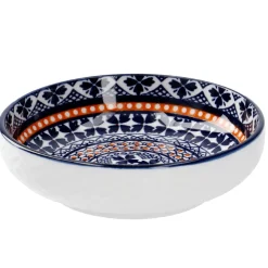 Schale China, Flach, Blau/orange, 9 Cm