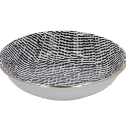 Schale China, Klein, Schwarz/weiß, Striche