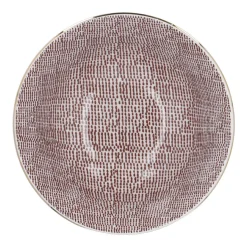 Schale China, Tief, Bordeaux/weiß, Goldrand, Striche