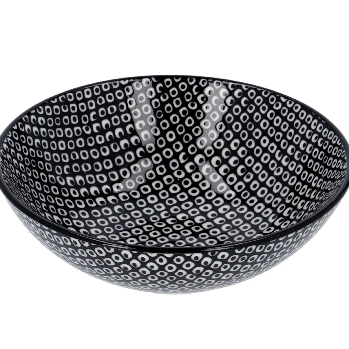 Schale China, Tief, Perlen, Schw/wss, 13 Cm