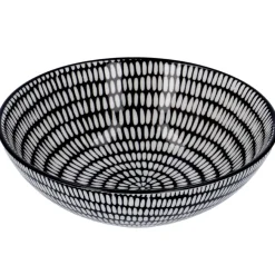 Schale China, Tief, Stäbchen/Kreis, Schw/wss, 13 Cm