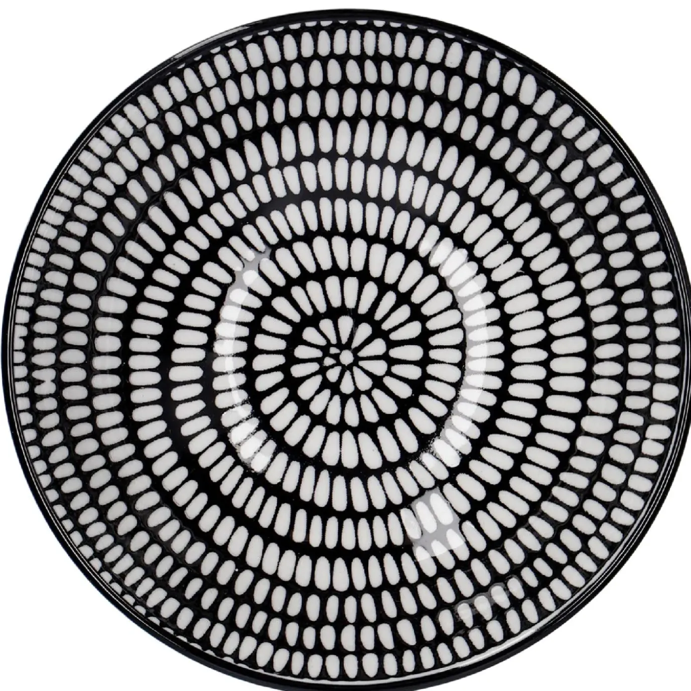 Schale China, Tief, Stäbchen/Kreis, Schw/wss, 13 Cm