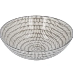 Schale China, Tief, Stäbchen/Kreis, Dunkelgrau/wss, 13 Cm