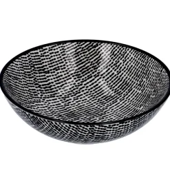 Schale China, Tief, Striche, Schw/wss, 13 Cm