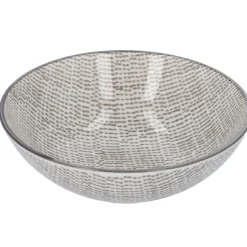 Schale China, Tief, Striche, Dunkelgrau/wss, 13 Cm