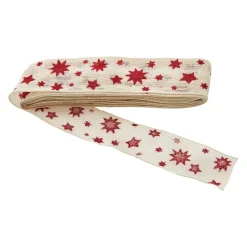 Schleifenband Sterne, Creme/rot, 3 M