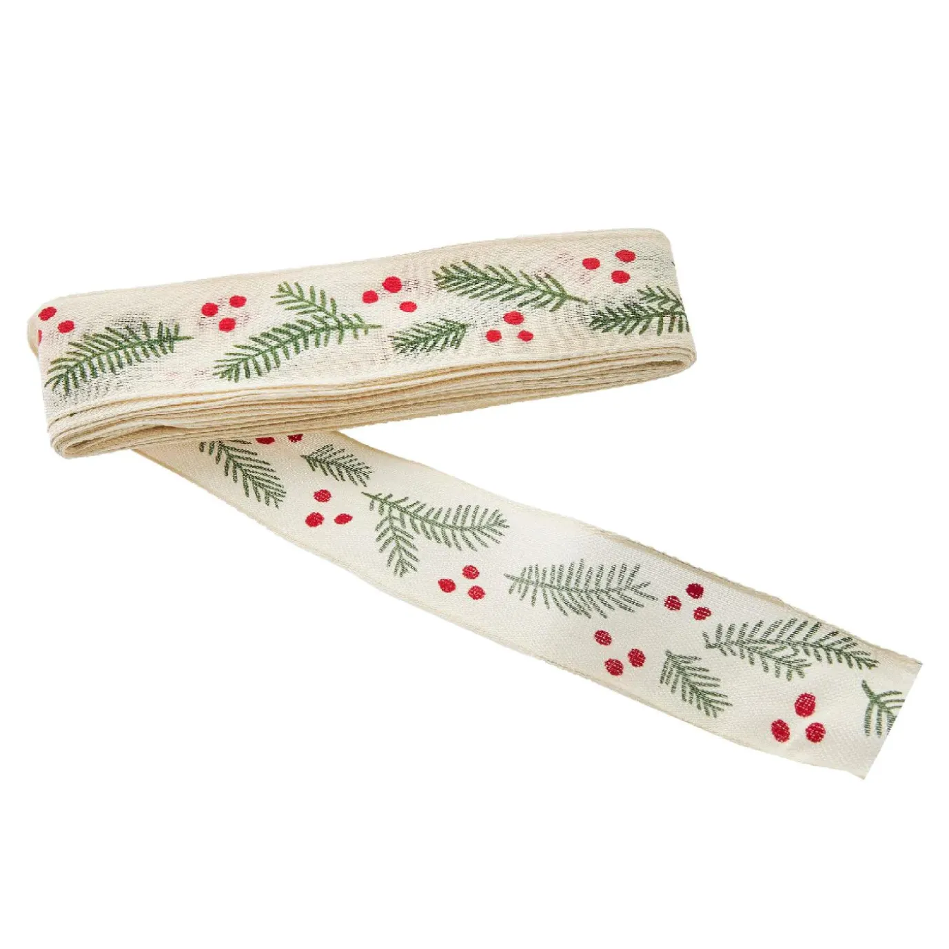 Schleifenband Zweig, Creme/grün, 3 M