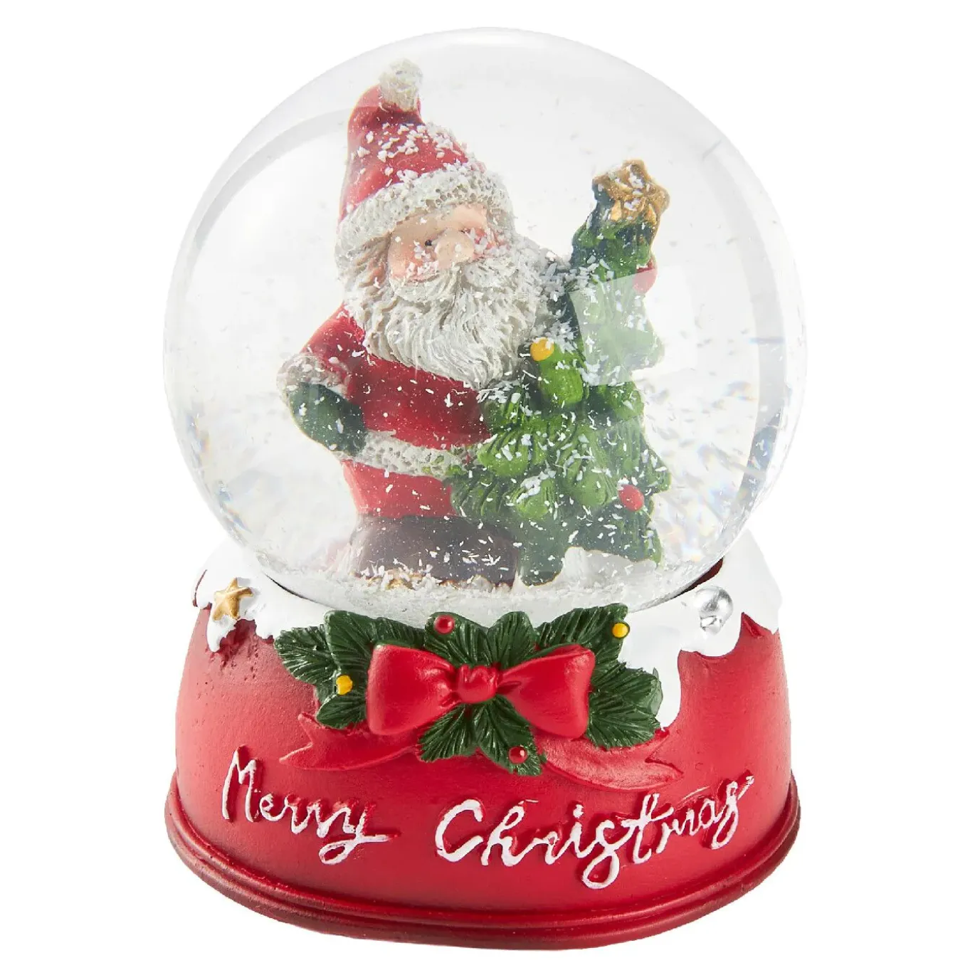Schneekugel, Weihnachtsmann/Tanne, 6.5 X 8.5 Cm