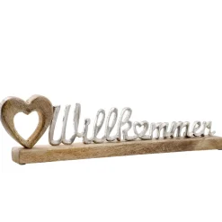 Schriftzug Willkommen, Silbermatt, 50 Cm