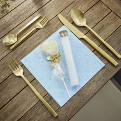Serviette Artdeco, Prägung, Hellblau, 16 Stück