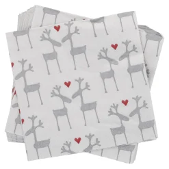 Serviette Hirsch, Hellgrau, 20 Stück