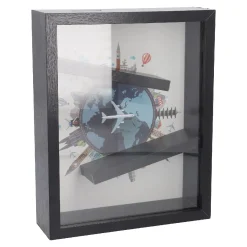 Spardose Rahmen/Reise, Schwarz, 20 X 25 Cm