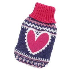 Strick-Taschenwärmer Herz, Blau, 13 Cm