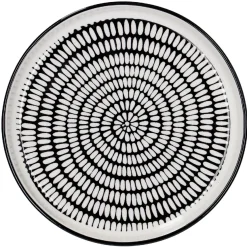 Teller China, Stäbchen/Kreis, Schw/wss, 16.5 Cm