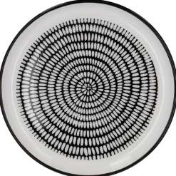 Teller China, Stäbchen/Kreis, Schw/wss, 16.5 Cm