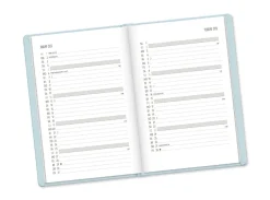 Terminplaner Lederlook, 2025, Hellblau