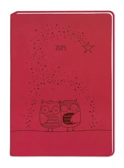 Terminplaner Lederlook, 2025, Rot