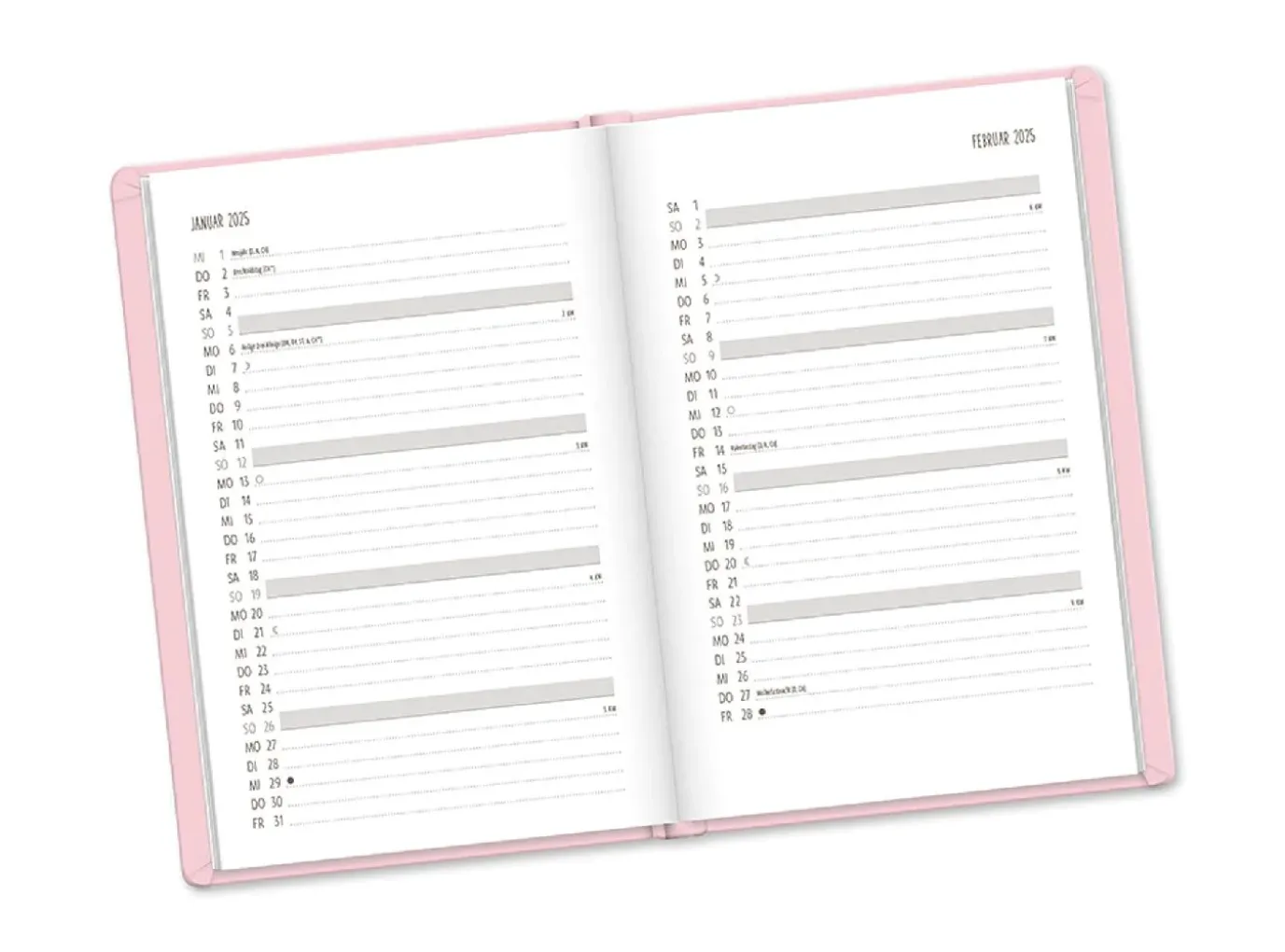 Terminplaner Lederlook, 2025, Rosa