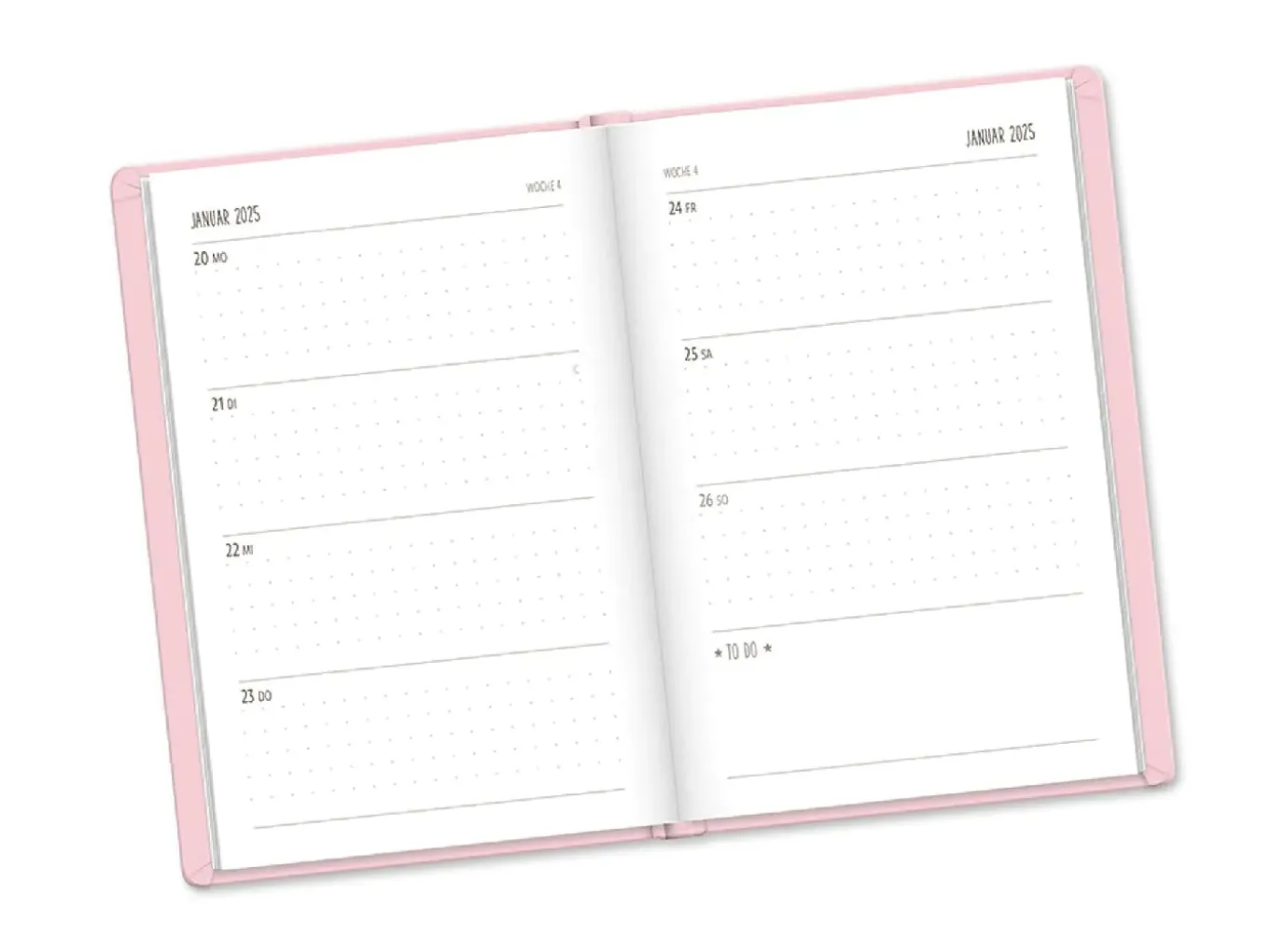 Terminplaner Lederlook, 2025, Rosa
