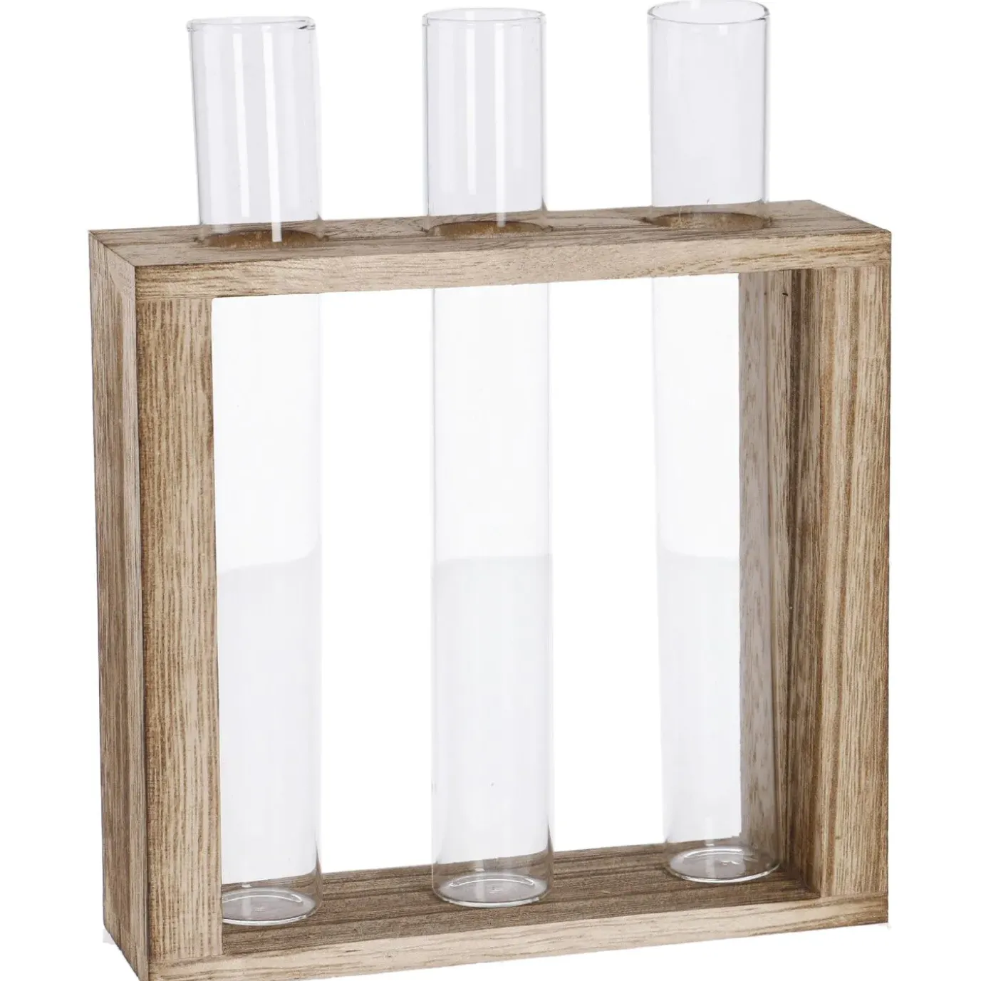 Vase Reagenzglas 3 Stück In Holzständer, 19 Cm