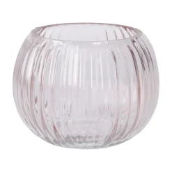 Vase Rillen, Bauchig/rosa, 11.5 X 8.5 Cm