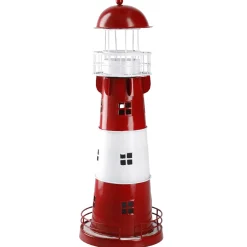 Windlicht Leuchtturm, Rot/weiß, 36 Cm
