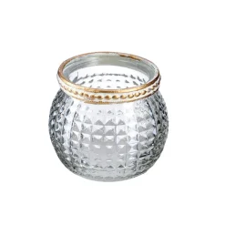 Windlicht Saira, Metallrand, Klar/Karo, 5 Cm