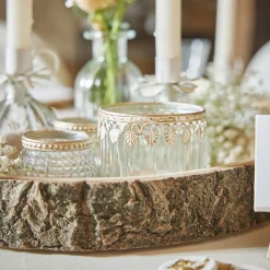 Windlicht Saira, Metallrand, Klar/Karo, 5 Cm