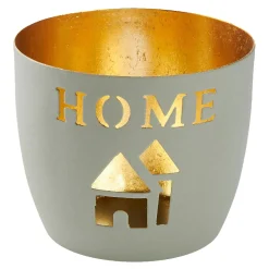 Windlicht Spruch, Home/hellgrau, 10 X 8.5 Cm