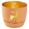 Windlicht Spruch/Xmas, Hirsch/orange, 10 X 8.5 Cm