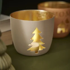 Windlicht Spruch/Xmas, Tanne/sand, 10 X 8.5 Cm