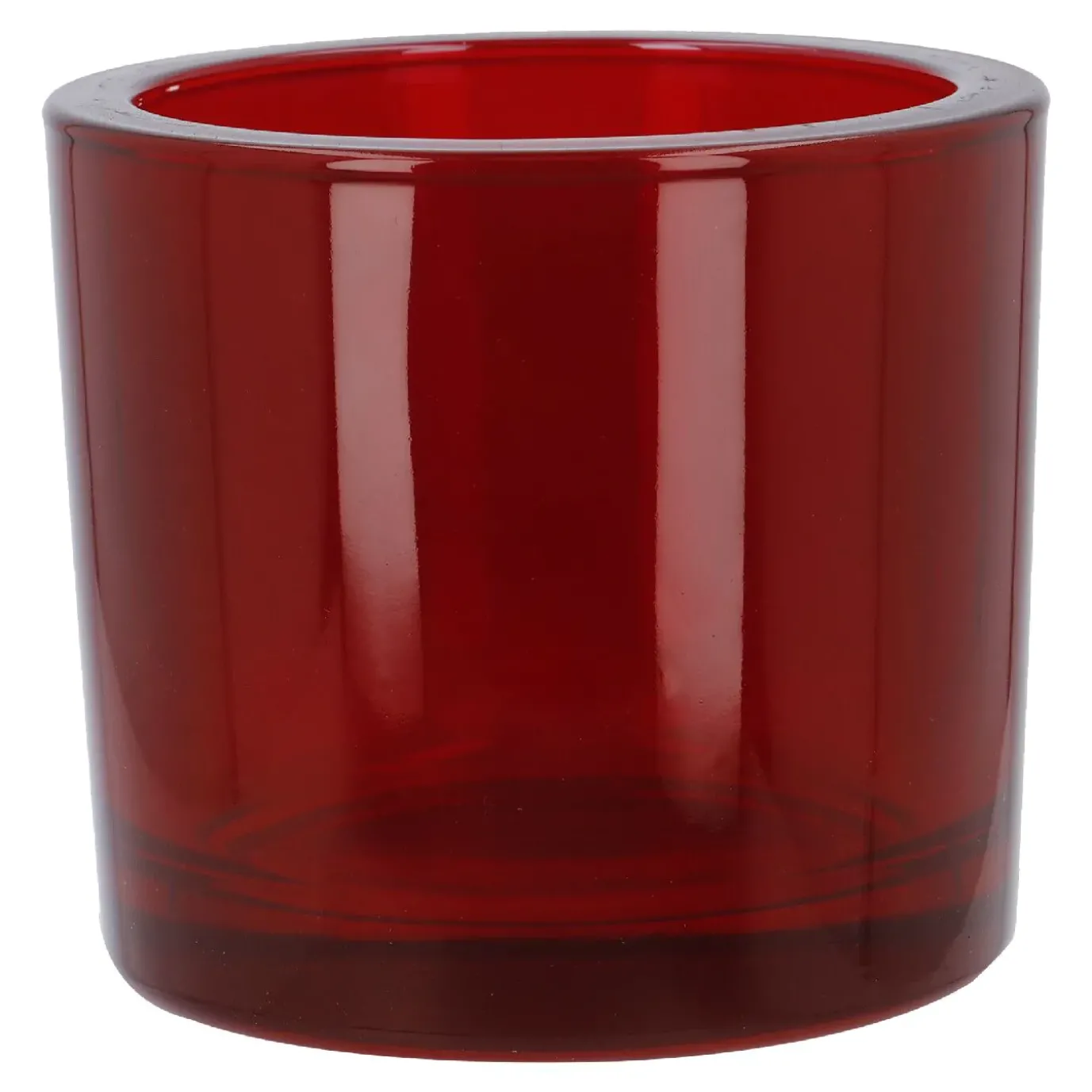 Windlicht Zylinder, Dick/rot/transparent, 9 X 8 Cm